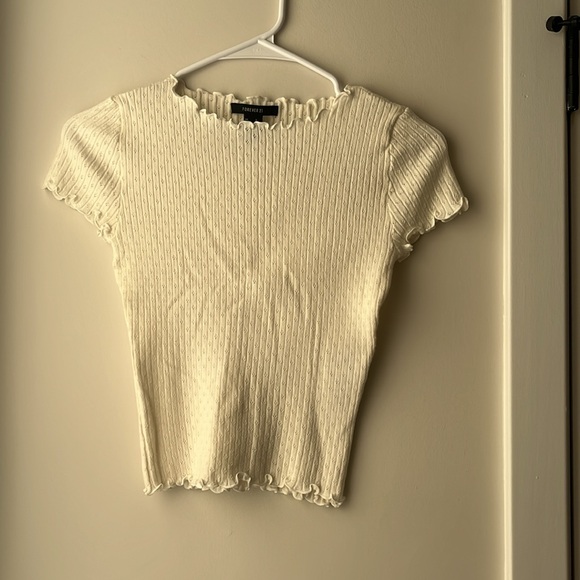 White Ribbed Top - Picture 3 of 4